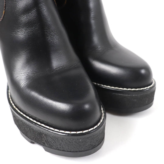LOUIS VUITTON Ankle boots Main: Leather black LV Bobur Line Women 37 Used Authentic