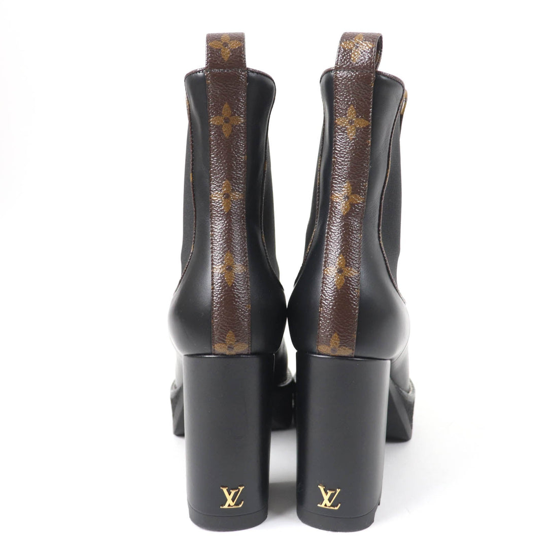LOUIS VUITTON Ankle boots Main: Leather black LV Bobur Line Women 37 Used Authentic