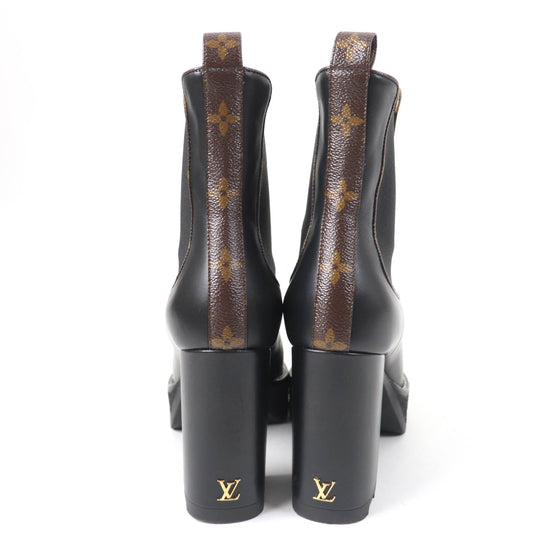 LOUIS VUITTON Ankle boots Main: Leather black LV Bobur Line Women 37 Used Authentic