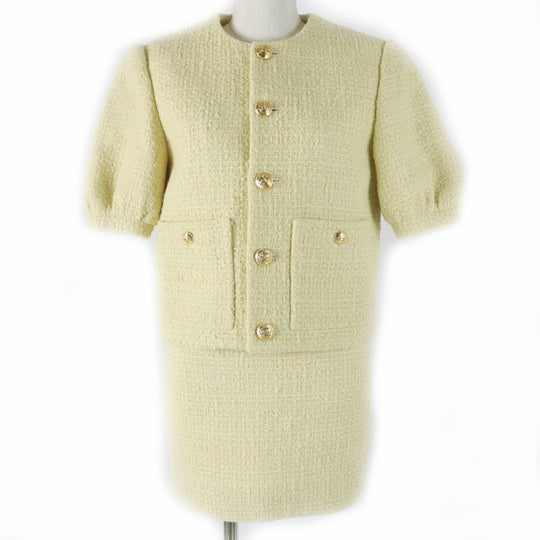 CELINE setup 2V34O764L Main: 78% wool, Main: 13% cotton, Main: 9% nylon, Lining: 100% rayon yellow Women 34 Used Authentic