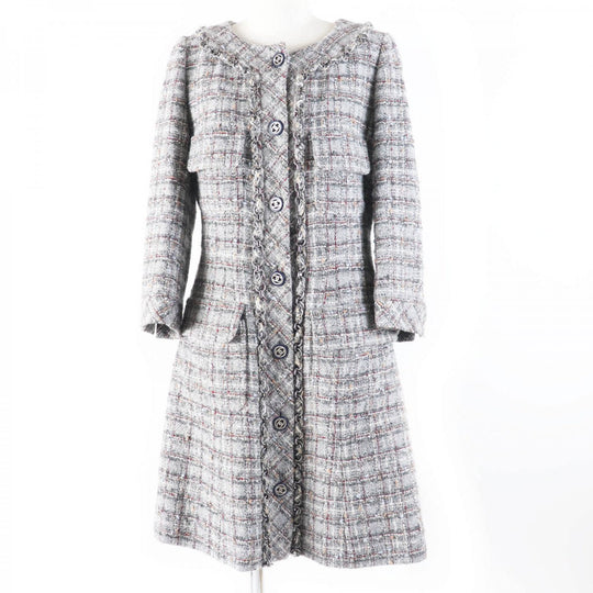 CHANEL coat P46625 wool Gray multi 38