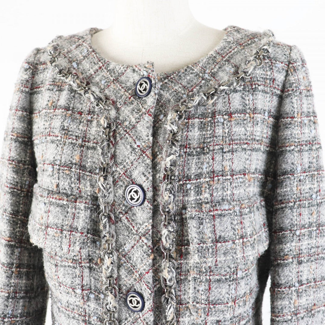 CHANEL coat P46625 wool Gray multi 38