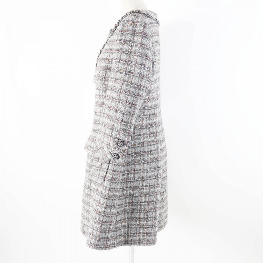 CHANEL coat P46625 wool Gray multi 38