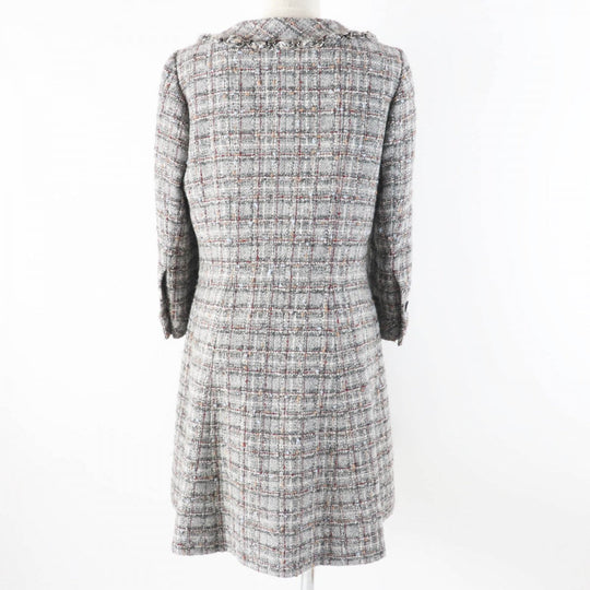 CHANEL coat P46625 wool Gray multi 38