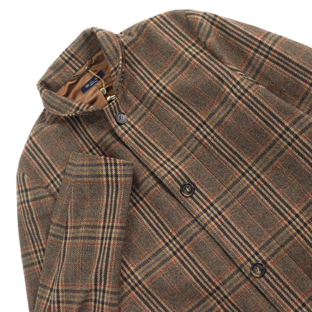 Loro Piana Chester coat FAL4288 Main: 100% cashmere, Leather part: goat leather, Lining: 100% polyester Brown type Tartan check Pattern MARTINGALA Martingala mens S Used Authentic