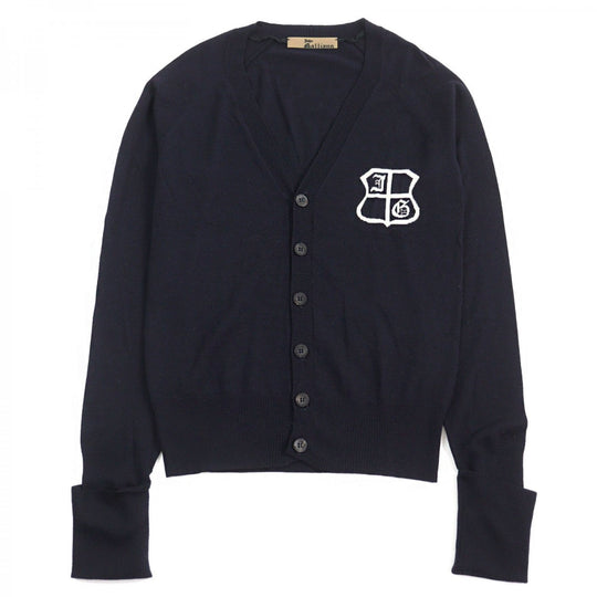 JOHN GALLIANO cardigan Main: 100% wool, part: 90% cotton, part: 10% nylon Dark Navy type mens S Used Authentic