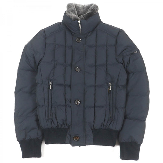 MOORER Down jacket SOLERI-KM2 Outer: 100% polyester, Lining: 50% polyester, Lining: 50% nylon, Part: 100% nylon, Part: 36% wool Dark navy mens 46 Used Authentic