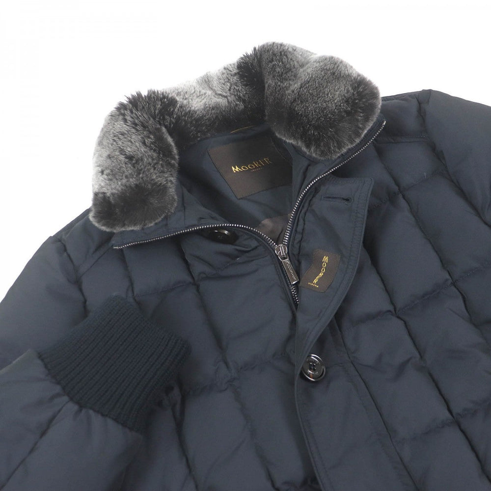 MOORER Down jacket SOLERI-KM2 Outer: 100% polyester, Lining: 50% polyester, Lining: 50% nylon, Part: 100% nylon, Part: 36% wool Dark navy mens 46 Used Authentic