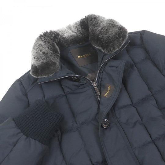 MOORER Down jacket SOLERI-KM2 Outer: 100% polyester, Lining: 50% polyester, Lining: 50% nylon, Part: 100% nylon, Part: 36% wool Dark navy mens 46 Used Authentic