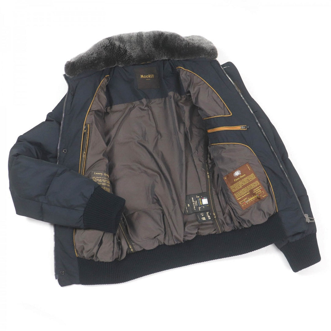 MOORER Down jacket SOLERI-KM2 Outer: 100% polyester, Lining: 50% polyester, Lining: 50% nylon, Part: 100% nylon, Part: 36% wool Dark navy mens 46 Used Authentic