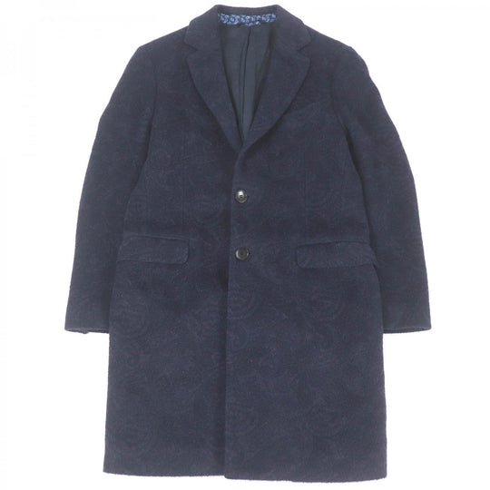 ETRO coat Outer: 50% wool, Outer: 33% mohair, Outer: 17% nylon, Lining: 100% cupra, Sleeve lining: 100% rayon Navy mens 46 Used Authentic