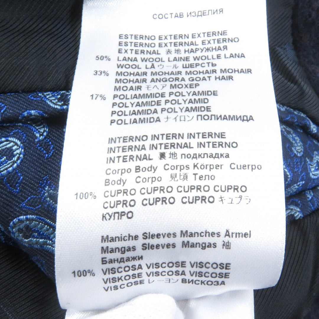ETRO coat Outer: 50% wool, Outer: 33% mohair, Outer: 17% nylon, Lining: 100% cupra, Sleeve lining: 100% rayon Navy mens 46 Used Authentic