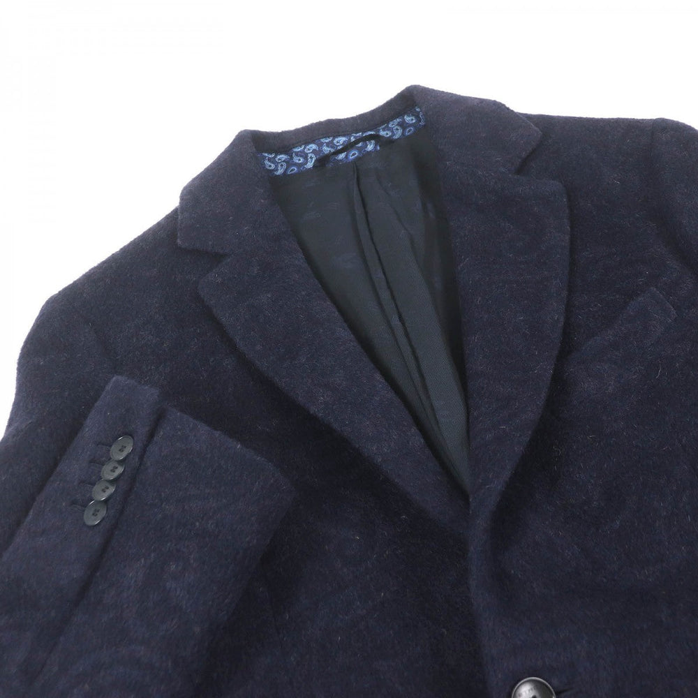 ETRO coat Outer: 50% wool, Outer: 33% mohair, Outer: 17% nylon, Lining: 100% cupra, Sleeve lining: 100% rayon Navy mens 46 Used Authentic
