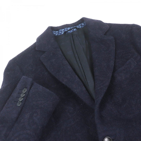 ETRO coat Outer: 50% wool, Outer: 33% mohair, Outer: 17% nylon, Lining: 100% cupra, Sleeve lining: 100% rayon Navy mens 46 Used Authentic