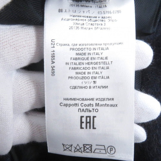 ETRO coat Outer: 50% wool, Outer: 33% mohair, Outer: 17% nylon, Lining: 100% cupra, Sleeve lining: 100% rayon Navy mens 46 Used Authentic