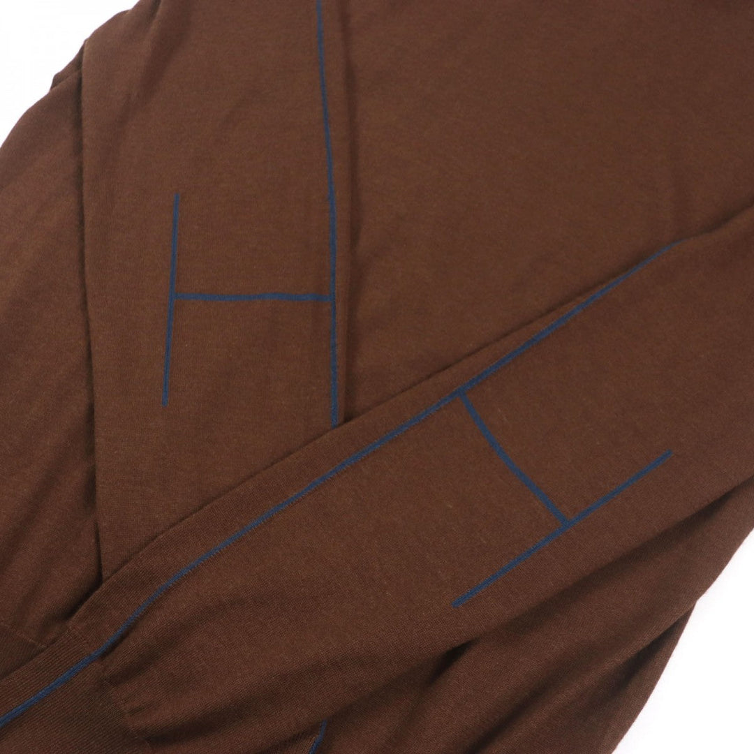 HERMES sweater Main: 80% cashmere, Main: 20% silk Dark brown mens M Used Authentic