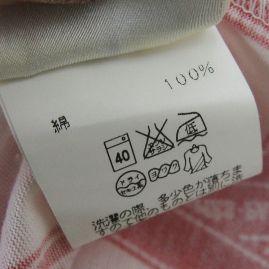 HERMES Short sleeve T-shirt Main: 100% cotton White red Margiela period Bolduc Ribbon Pattern Women Used Authentic