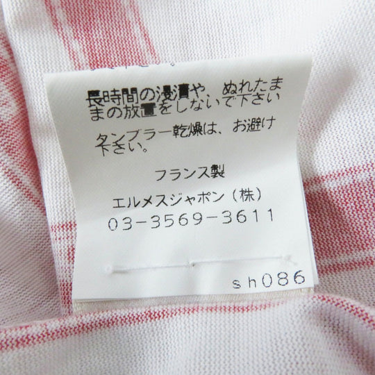HERMES Short sleeve T-shirt Main: 100% cotton White red Margiela period Bolduc Ribbon Pattern Women Used Authentic