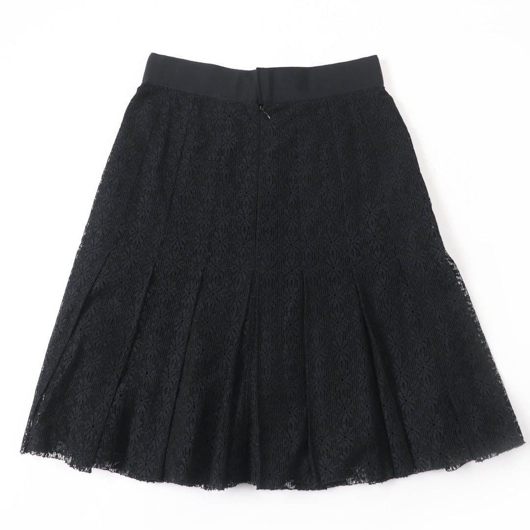 CHANEL Pleated skirt P51456V38481 Main: 94% cotton, Main: 6% nylon, Lining: 100% silk black Women 38 Used Authentic