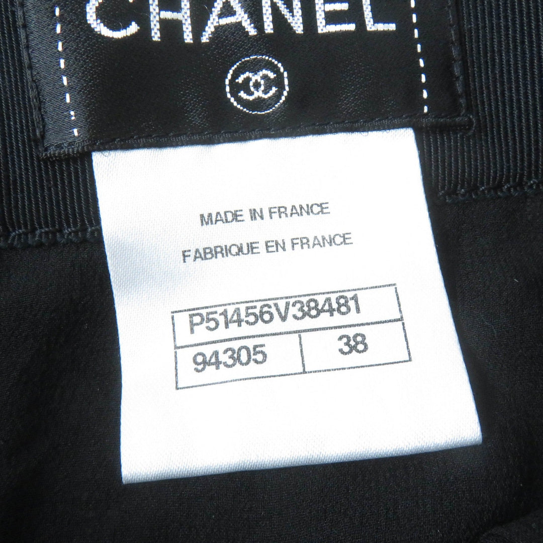 CHANEL Pleated skirt P51456V38481 Main: 94% cotton, Main: 6% nylon, Lining: 100% silk black Women 38 Used Authentic