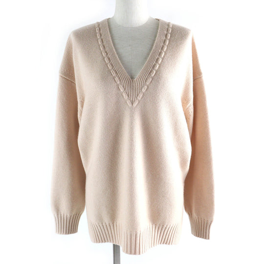 FENDI knit FZX698 Main: 100% cashmere pink beige Women 36 Used Authentic