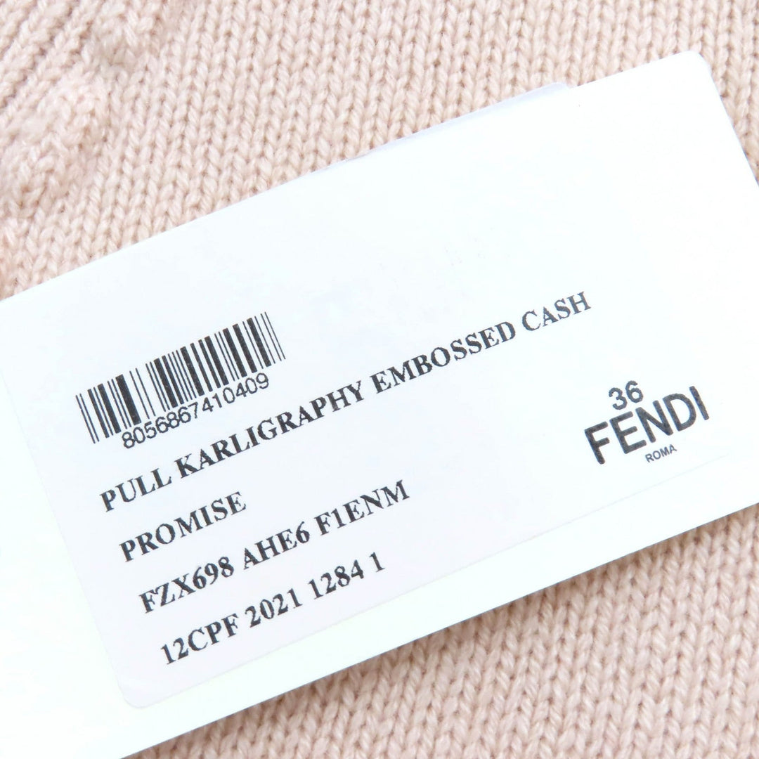 FENDI knit FZX698 Main: 100% cashmere pink beige Women 36 Used Authentic