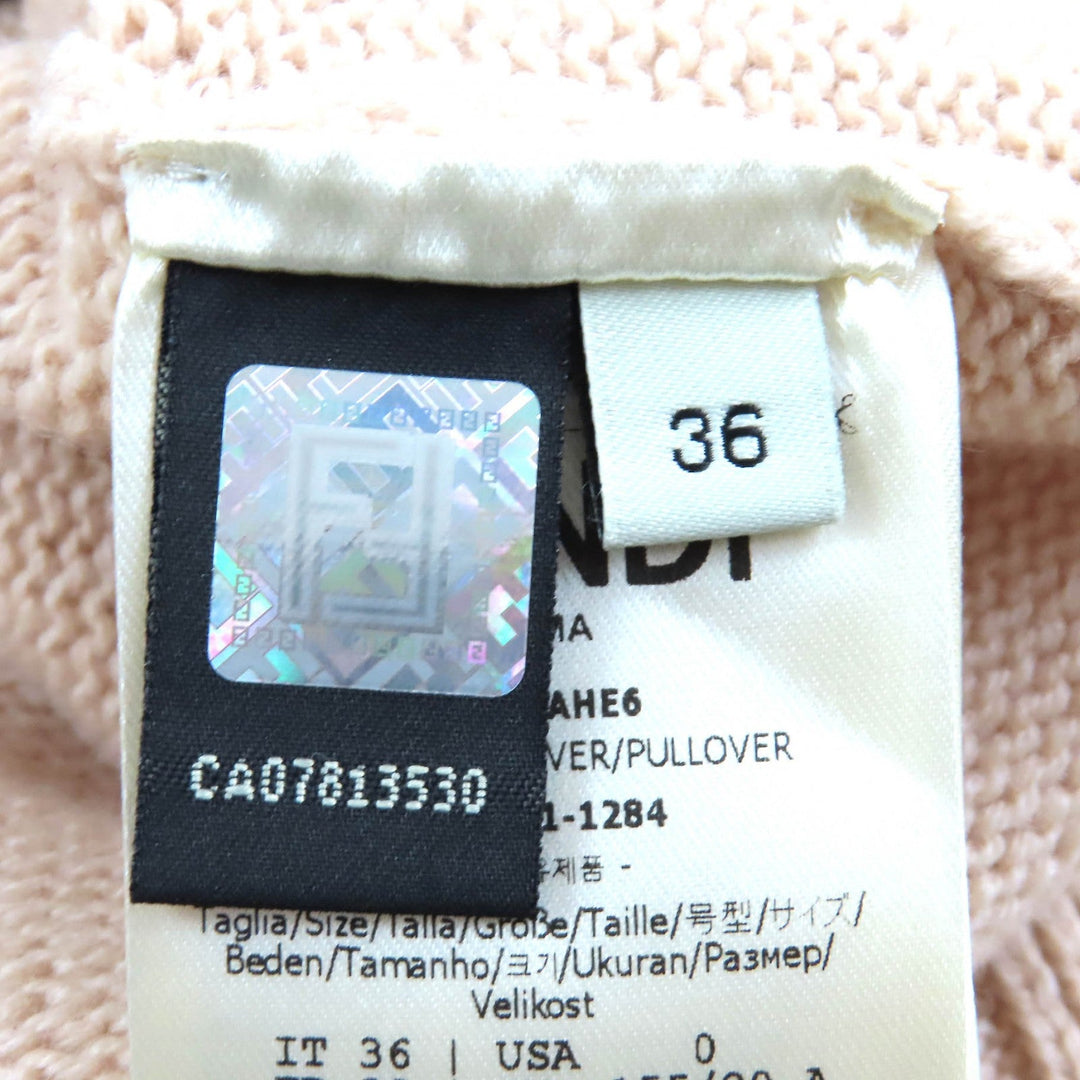 FENDI knit FZX698 Main: 100% cashmere pink beige Women 36 Used Authentic
