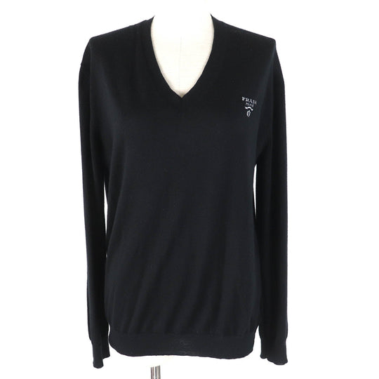 PRADA knit P24Q1U Main: 98% cashmere, Main: 2% polyester black Women 42 Used Authentic