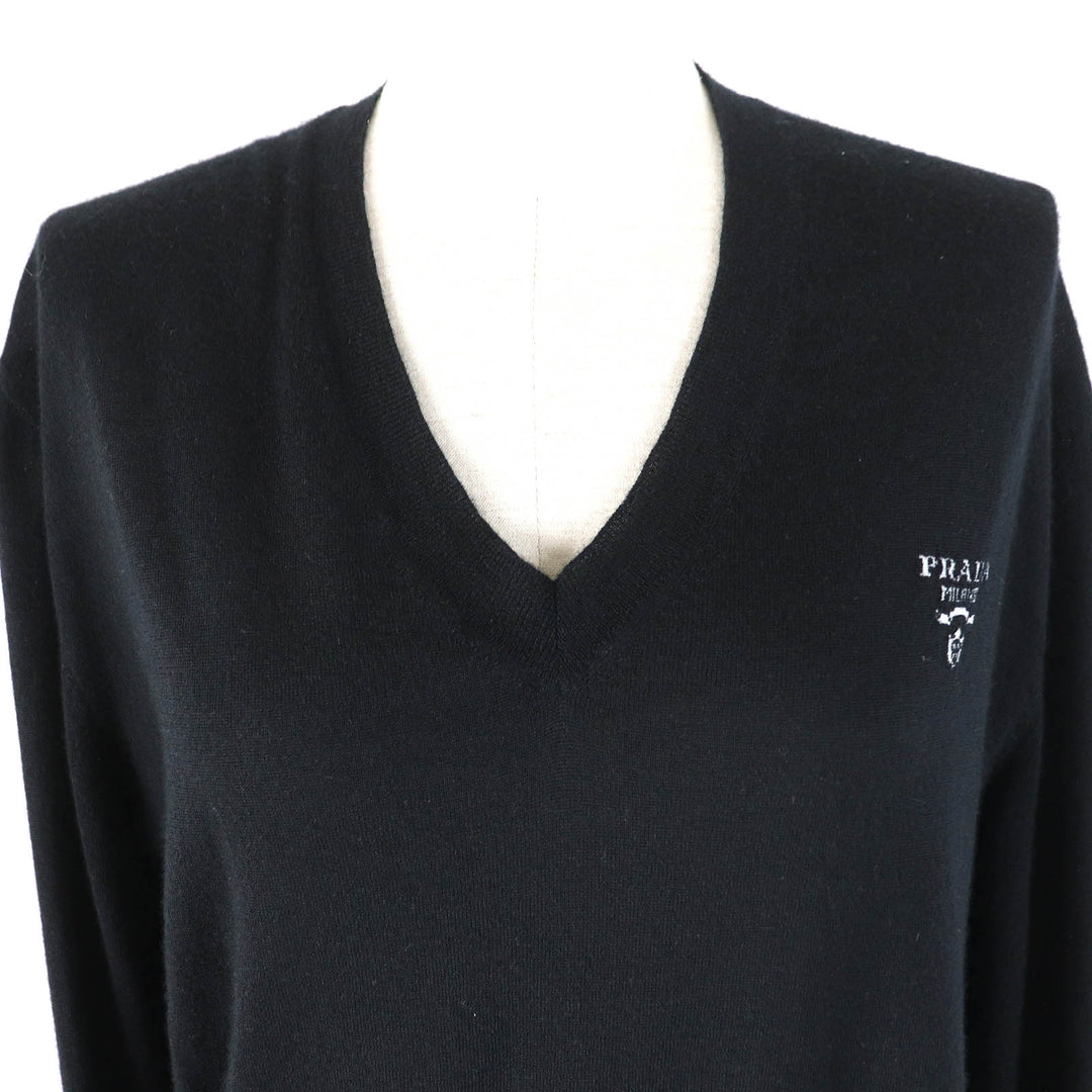 PRADA knit P24Q1U Main: 98% cashmere, Main: 2% polyester black Women 42 Used Authentic
