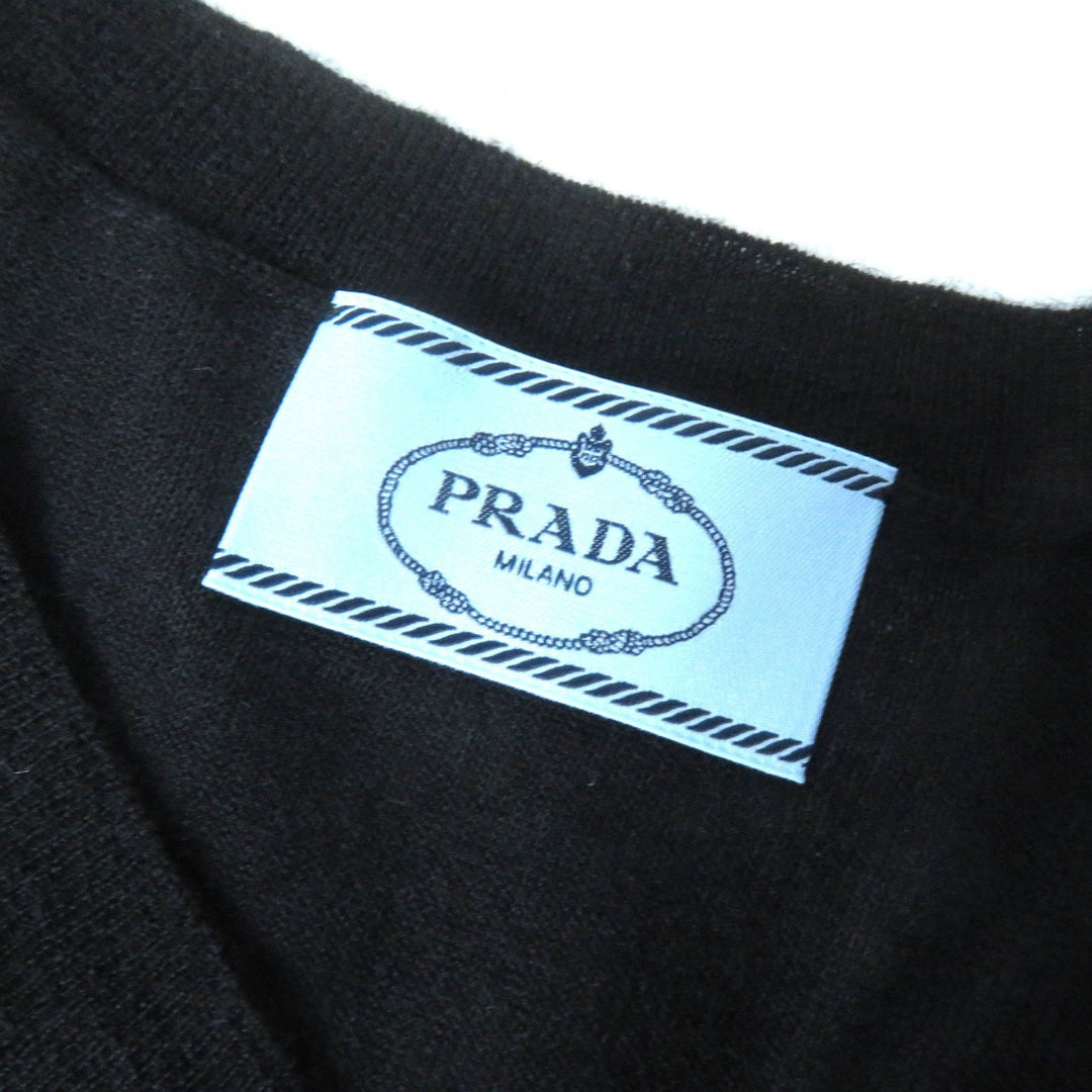 PRADA knit P24Q1U Main: 98% cashmere, Main: 2% polyester black Women 42 Used Authentic
