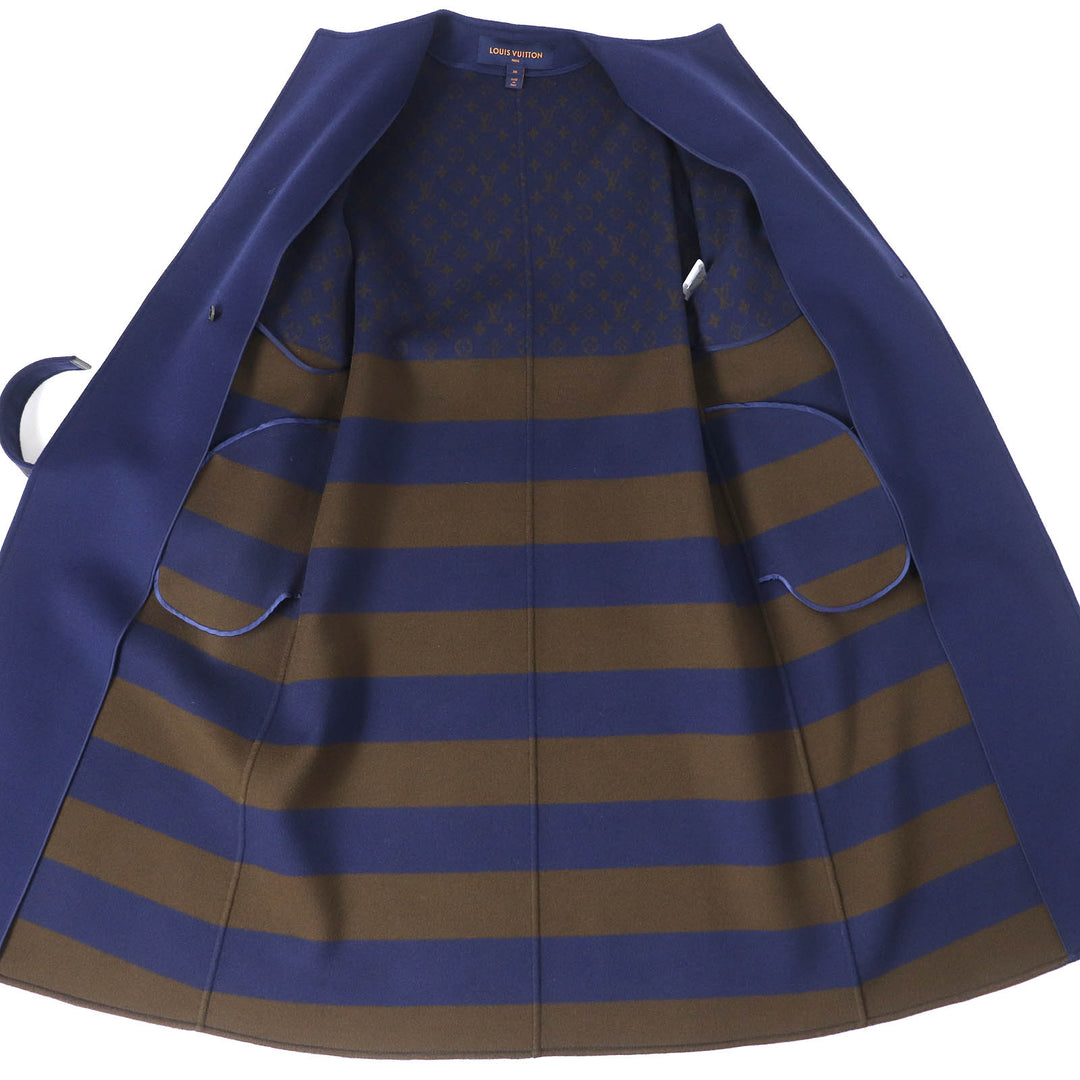 LOUIS VUITTON coat FJCO12YCS Outer: 99% wool, Outer: 1% silk, Lining: 53% rayon, Lining: 47% cupra, Part: 100% polyester Navy Women 38 Used Authentic