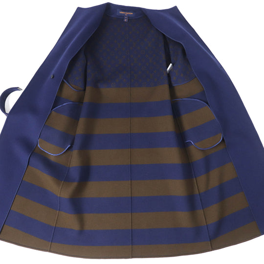 LOUIS VUITTON coat FJCO12YCS Outer: 99% wool, Outer: 1% silk, Lining: 53% rayon, Lining: 47% cupra, Part: 100% polyester Navy Women 38 Used Authentic