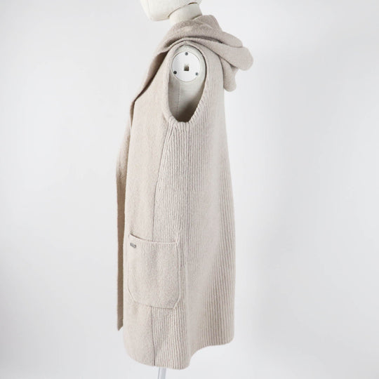 FOXEY Best 42970 Outer material: 50% wool, Outer material: 27% nylon, Outer material: 21% cashmere, Outer material: 2% polyurethane beige Knit Gilet Nuage Women Used Authentic