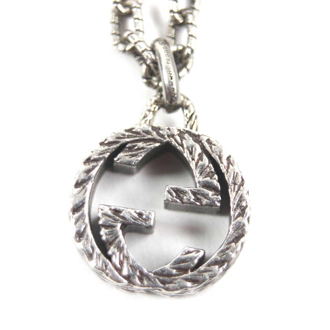 GUCCI Necklace Main�FAG925 Silver Arabesque Interlocking G mens Used Authentic