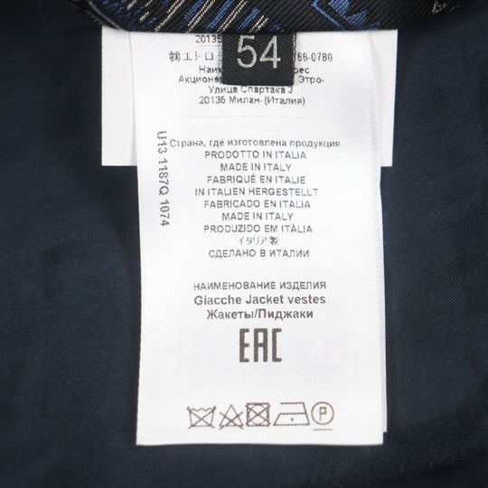 ETRO setup Outer: 60% cotton, Outer: 40% polyester, Lining: 100% cupra, Sleeve lining: 57% rayon, Sleeve lining: 43% polyester Navy mens 54 Used Authentic