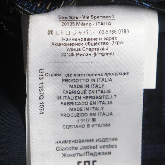 ETRO setup Outer: 60% cotton, Outer: 40% polyester, Lining: 100% cupra, Sleeve lining: 57% rayon, Sleeve lining: 43% polyester Navy mens 54 Used Authentic