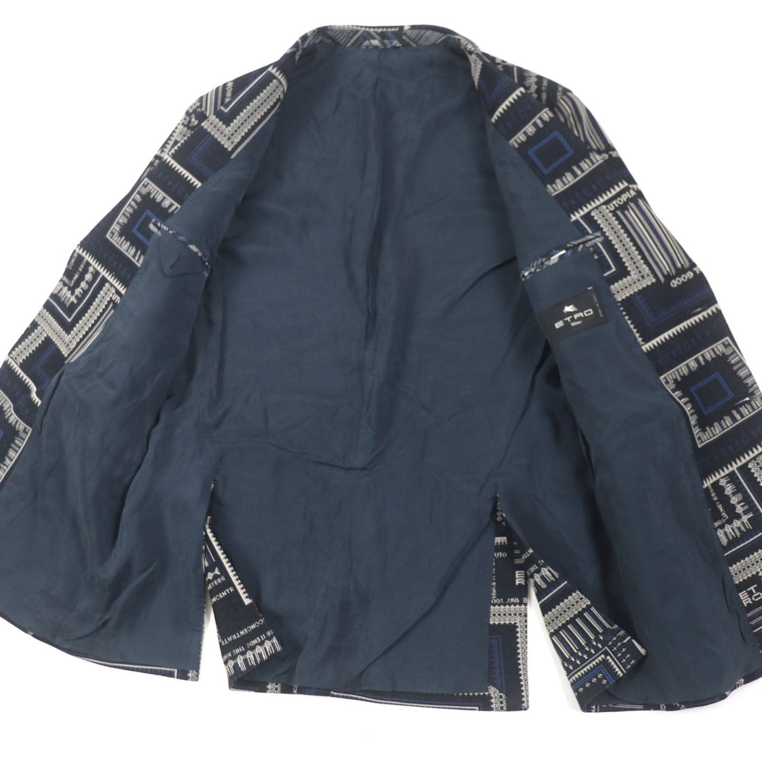 ETRO setup Outer: 60% cotton, Outer: 40% polyester, Lining: 100% cupra, Sleeve lining: 57% rayon, Sleeve lining: 43% polyester Navy mens 54 Used Authentic