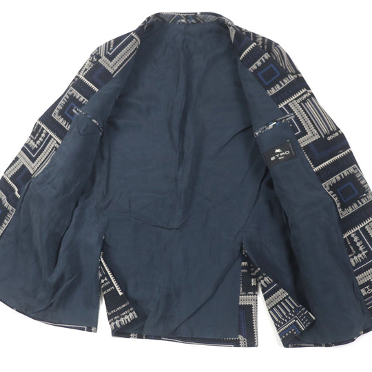 ETRO setup Outer: 60% cotton, Outer: 40% polyester, Lining: 100% cupra, Sleeve lining: 57% rayon, Sleeve lining: 43% polyester Navy mens 54 Used Authentic