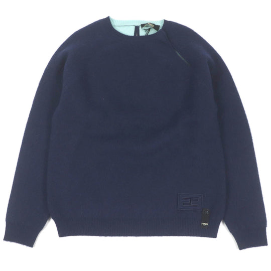 FENDI knit FZX110 Main: 95% cashmere, Main: 5% nylon Navy mens 46 Used Authentic
