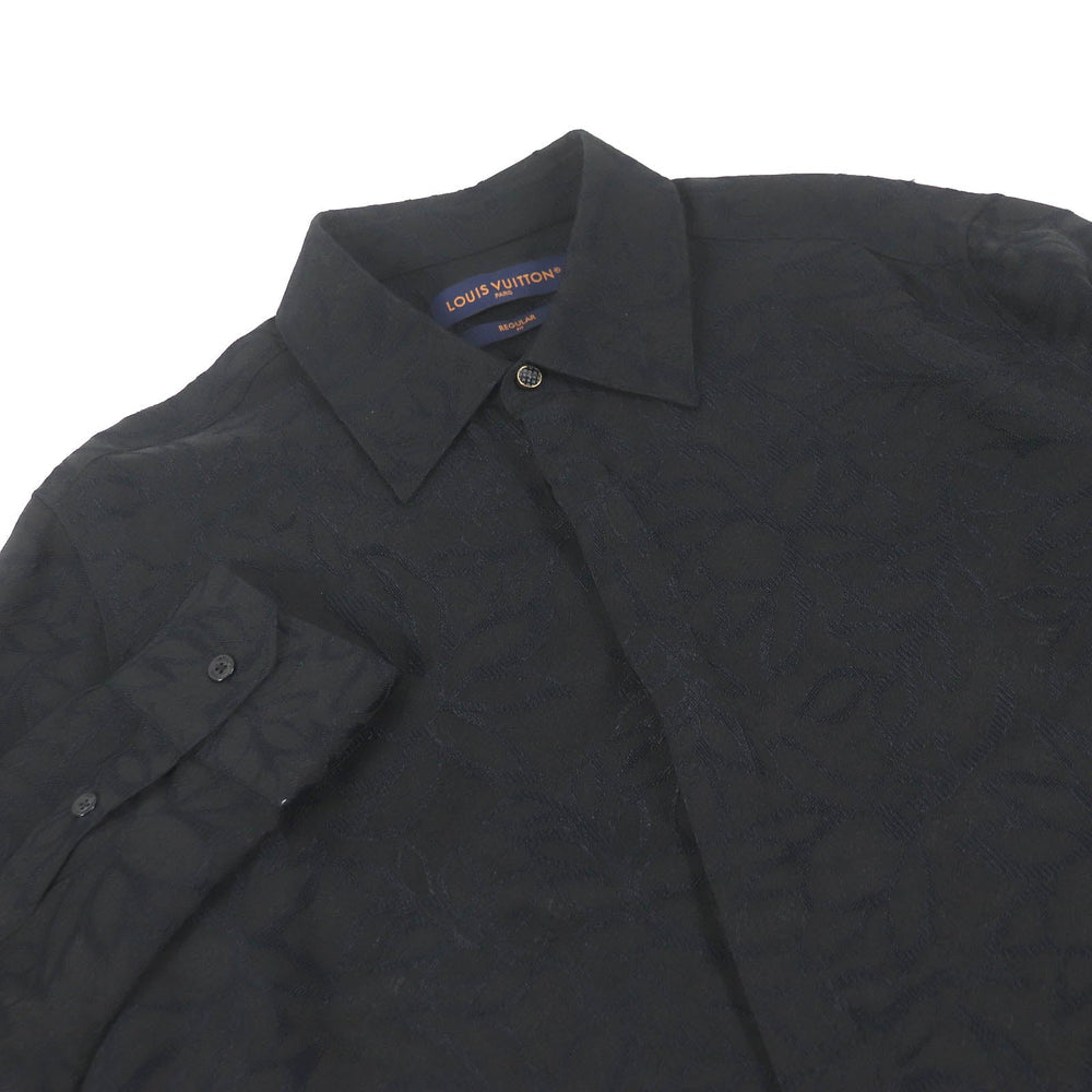 LOUIS VUITTON Long sleeve shirt Main: 53% rayon, Main: 47% silk black mens 41 Used Authentic