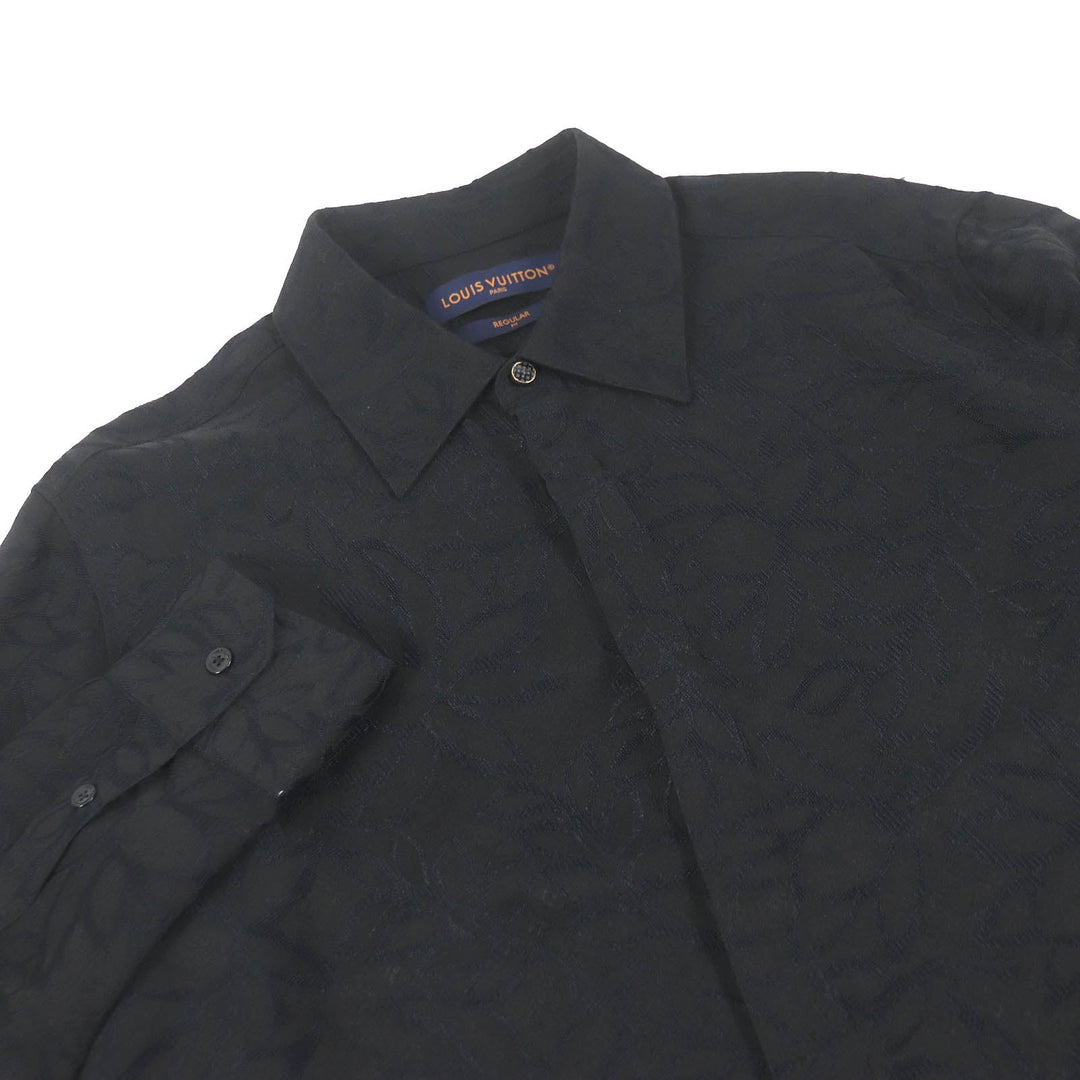 LOUIS VUITTON Long sleeve shirt Main: 53% rayon, Main: 47% silk black mens 41 Used Authentic