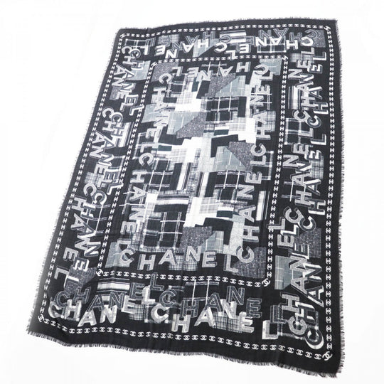 CHANEL scarf 21B Main: 70% wool, Main: 30% cashmere Black White Women Used Authentic