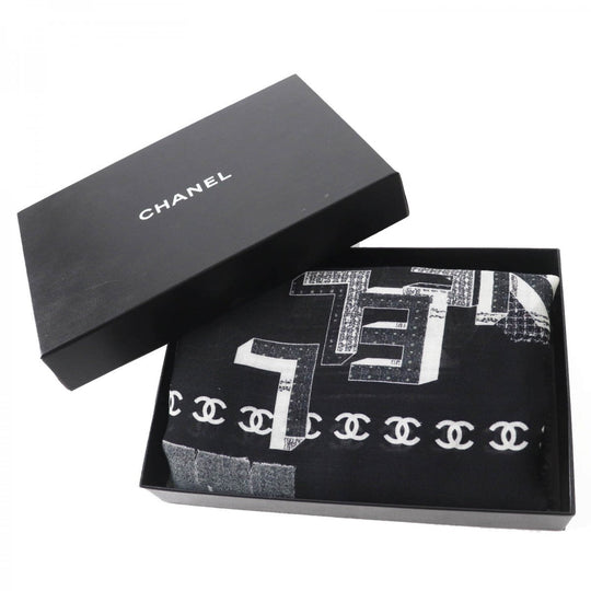 CHANEL scarf 21B Main: 70% wool, Main: 30% cashmere Black White Women Used Authentic