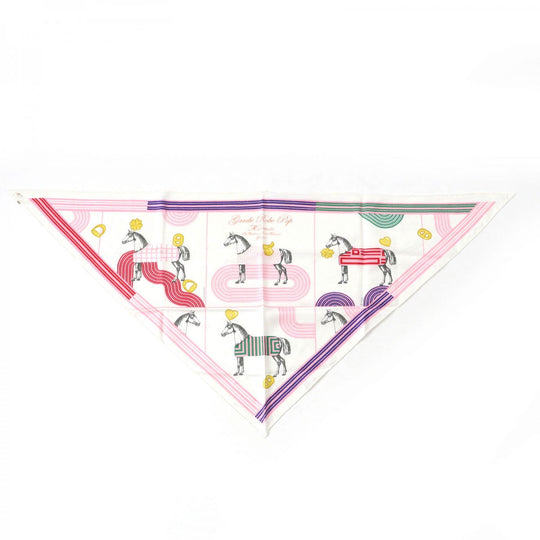 HERMES scarf silk multicolor Triangle College GARDE  ROBE POP