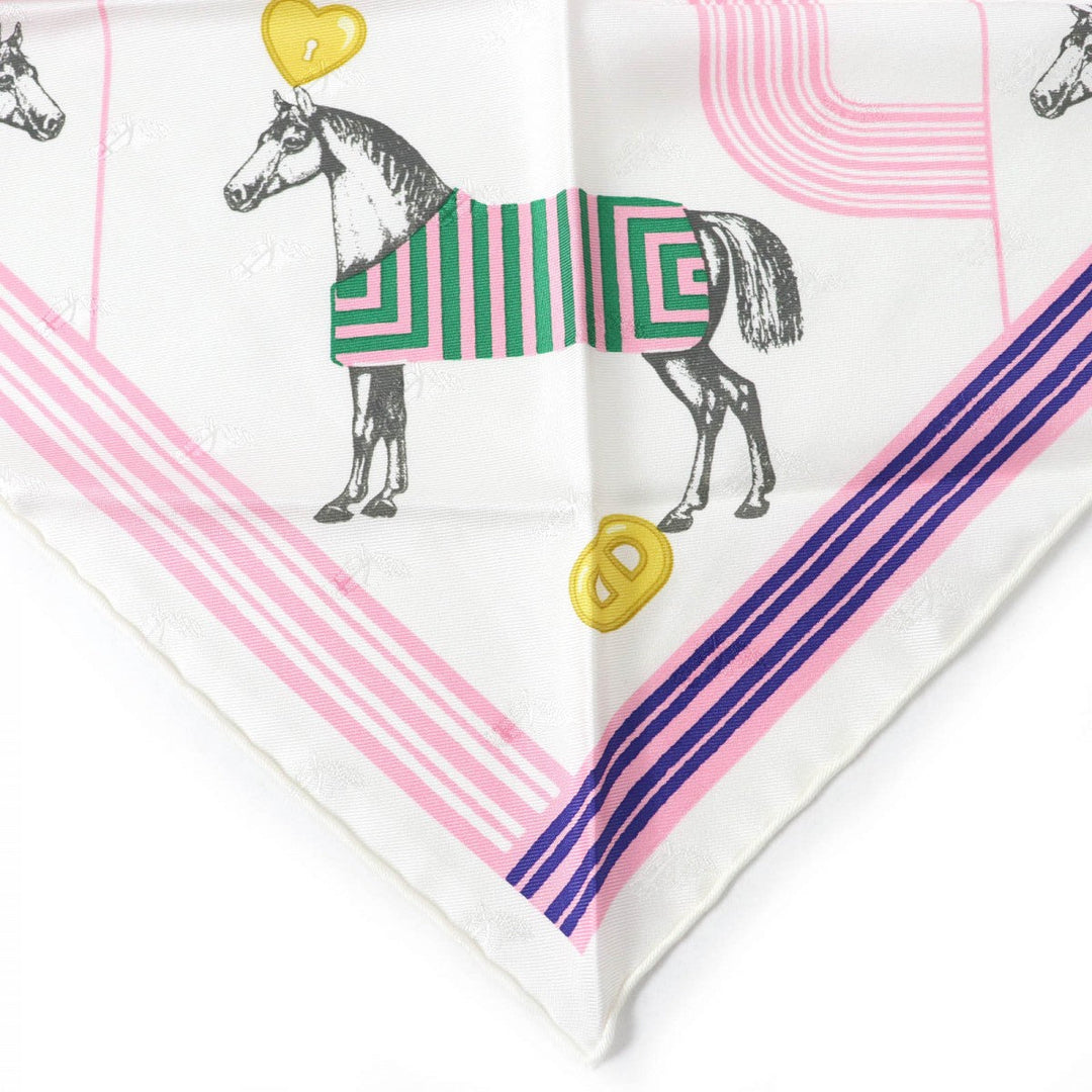 HERMES scarf silk multicolor Triangle College GARDE  ROBE POP