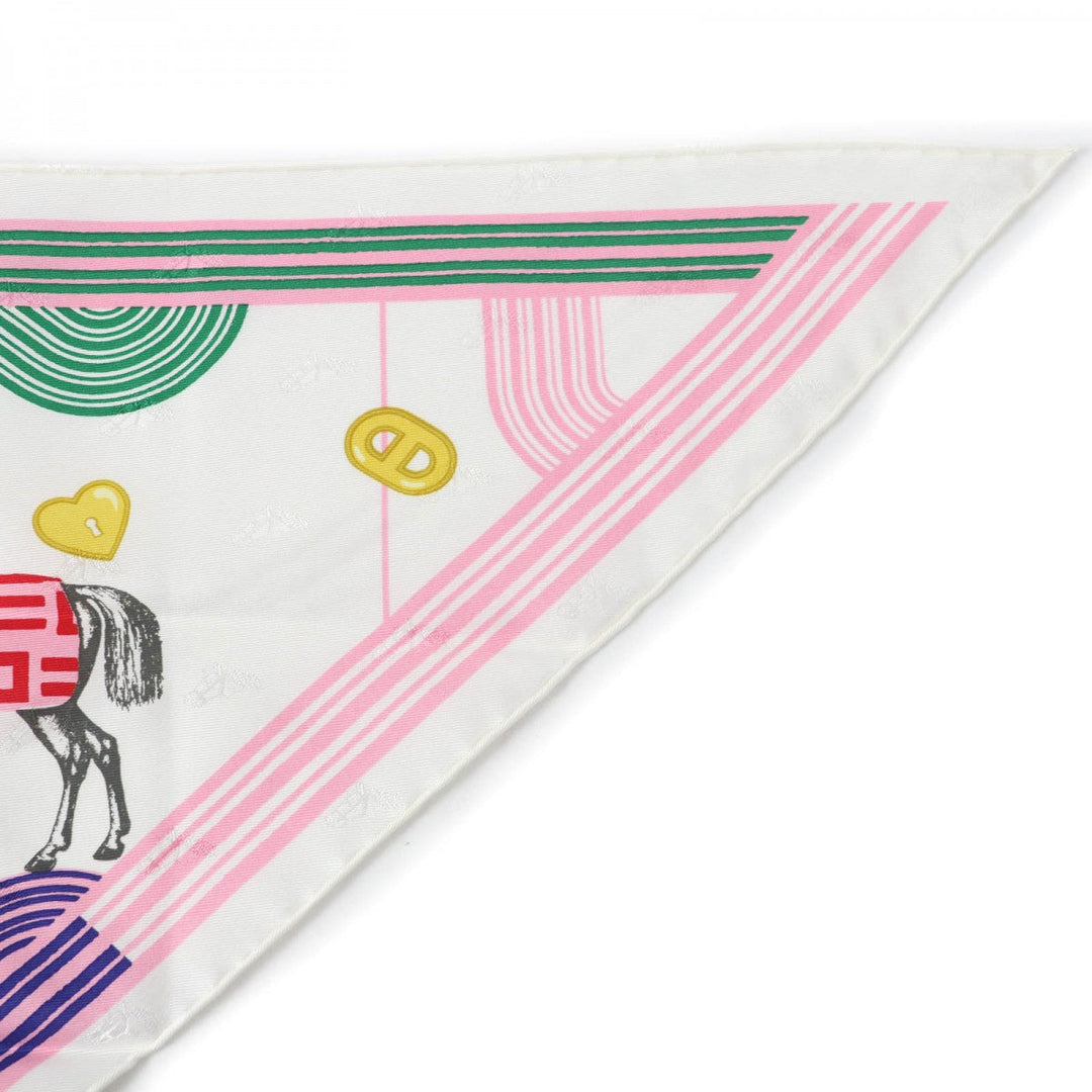 HERMES scarf silk multicolor Triangle College GARDE  ROBE POP
