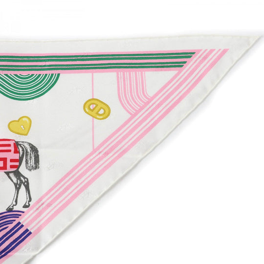 HERMES scarf silk multicolor Triangle College GARDE  ROBE POP