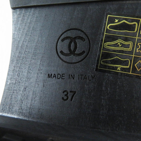 CHANEL boots 20B G35157 Main: Leather, Part: Mouton Black beige Women 37 Used Authentic