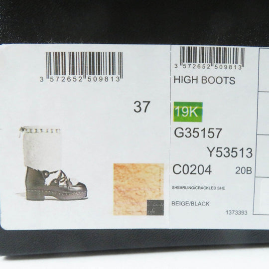 CHANEL boots 20B G35157 Main: Leather, Part: Mouton Black beige Women 37 Used Authentic