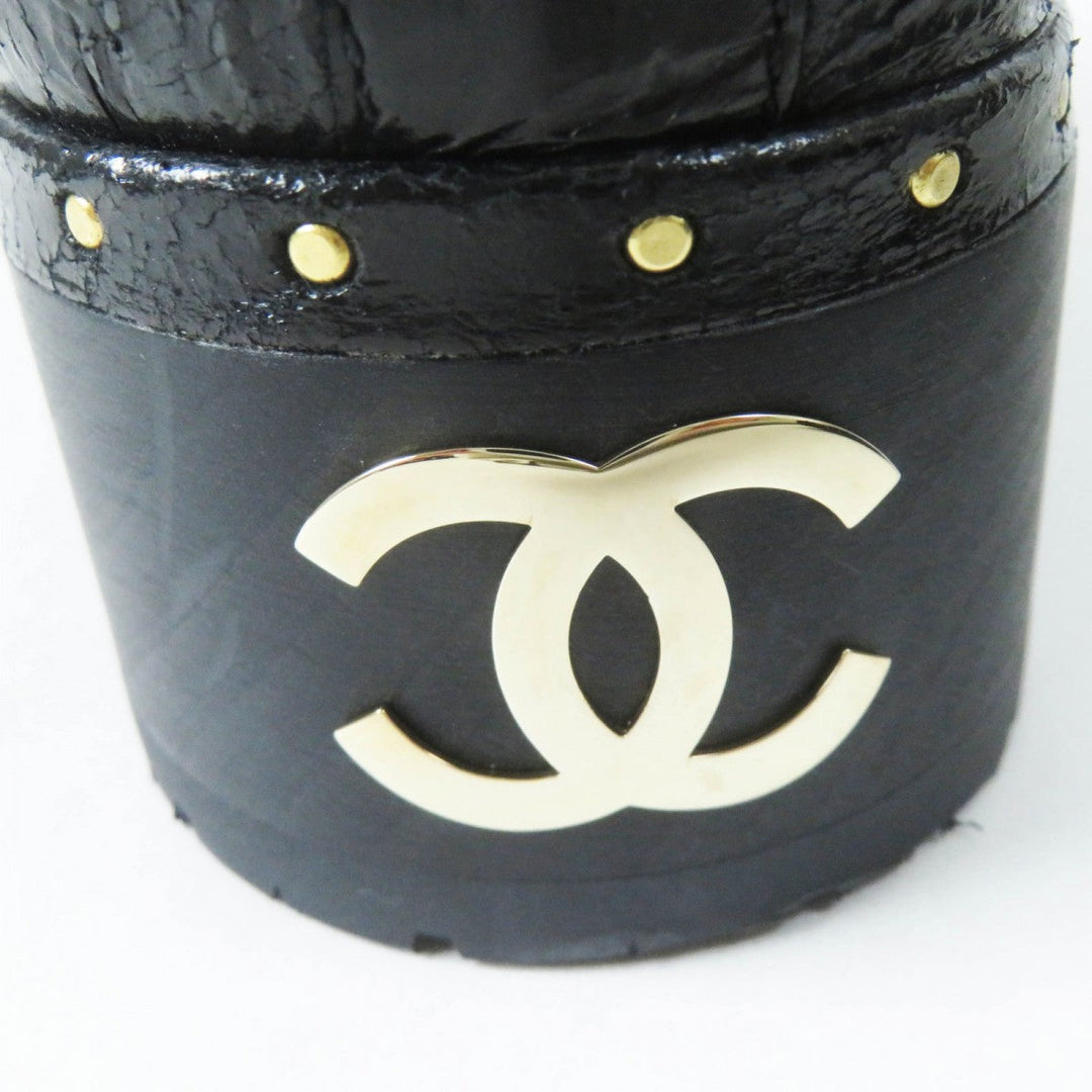 CHANEL boots 20B G35157 Main: Leather, Part: Mouton Black beige Women 37 Used Authentic